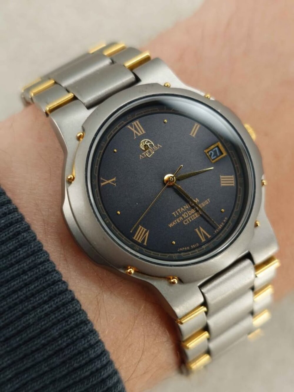 Citizen Attesa Unisex Quartz Watch 5510 Titanium Two-Tone 32mm JDM New Battery